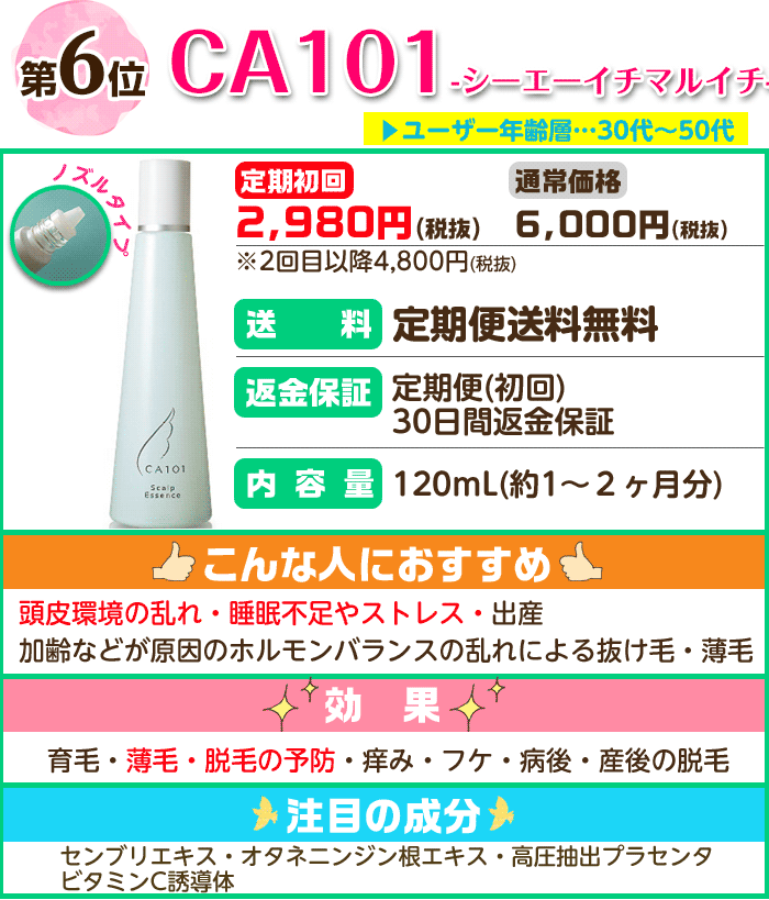 女性用育毛剤ランキング第6位:CA101